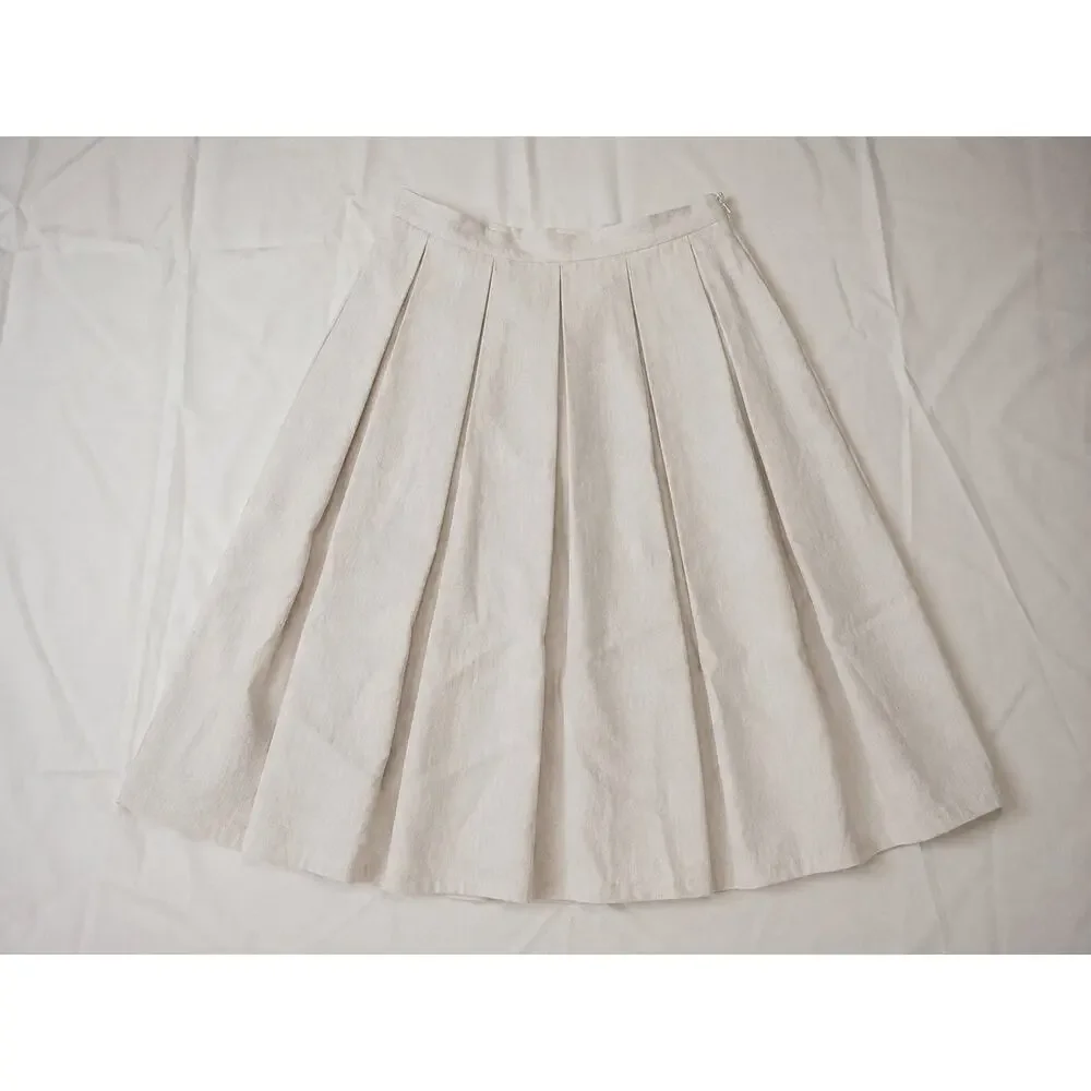Tulip B Women's Light Beige Pleated Midi Skirt NWT Small - Picture 3 of 6